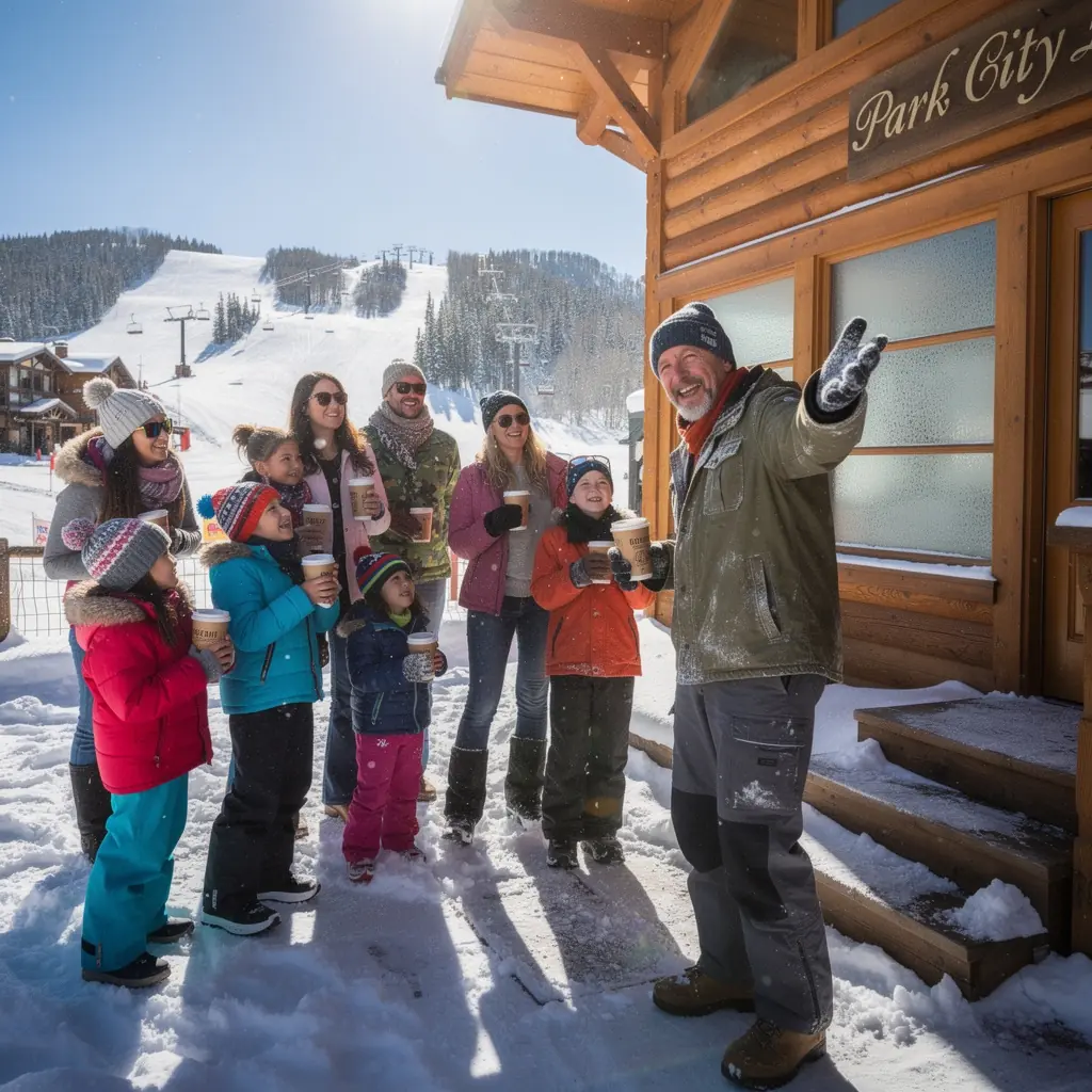 Zespół turystów korzystających z wydrukowanego planu dnia podczas zwiedzania.