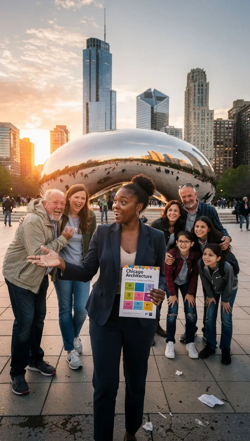 Grupa turystów słuchających lokalnego przewodnika w historycznym centrum miasta.